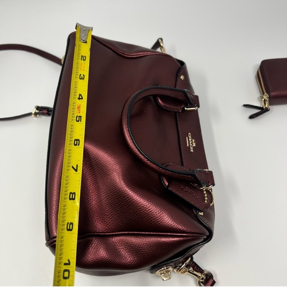 💗Coach Burgandy Leather Satchel with Adjustable Strap and small wallet 💗 - Picture 10 of 11